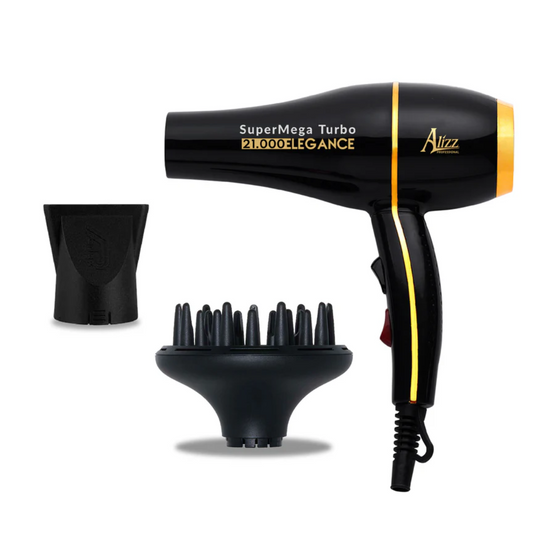 SUPER MEGA TURBO 21,000 ELEGANCE GOLD HAIR DRYER WITH DIFFUSER